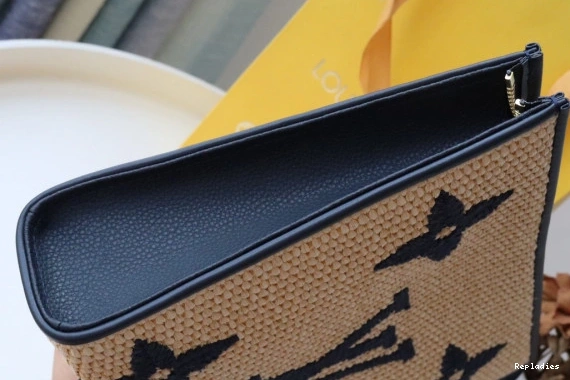 Repladies LOUIS Raffia Toiletry VUITTON Pouch Monogram 0812